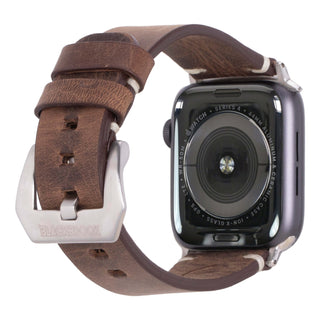 Modern Newport Band for Apple Watch 44mm / 45mm, Distressed Coffee, Silver Hardware - BlackBrook Case