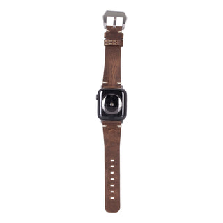 Modern Newport Band for Apple Watch 44mm / 45mm, Distressed Coffee, Silver Hardware - BlackBrook Case