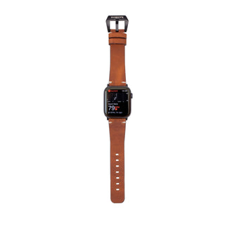 Modern Newport Band for Apple Watch 44mm / 45mm, Golden Brown, Black Hardware - BlackBrook Case