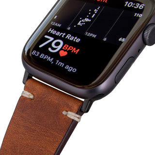 Modern Newport Band for Apple Watch 44mm / 45mm, Golden Brown, Black Hardware - BlackBrook Case