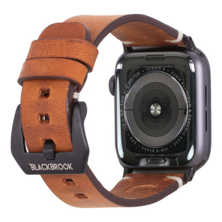 Modern Newport Band for Apple Watch 44mm / 45mm, Golden Brown, Black Hardware - BlackBrook Case