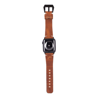 Modern Newport Band for Apple Watch 44mm / 45mm, Golden Brown, Black Hardware - BlackBrook Case