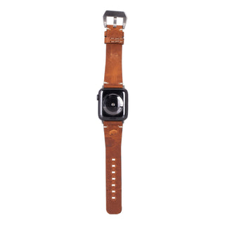 Modern Newport Band for Apple Watch 44mm / 45mm, Golden Brown, Silver Hardware - BlackBrook Case