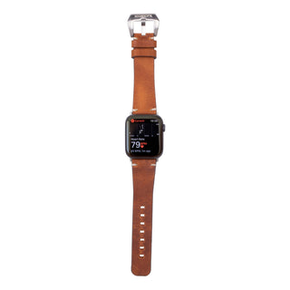 Modern Newport Band for Apple Watch 44mm / 45mm, Golden Brown, Silver Hardware - BlackBrook Case