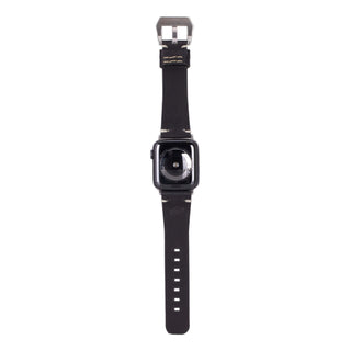 Modern Newport Band for Apple Watch 45mm / 46mm, Distressed Black, Silver Hardware - BlackBrook Case