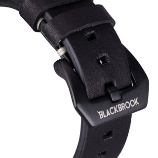 Modern Newport Leather Band – Apple Watch Ultra 49 mm (Distressed Black, Black Hardware) - BlackBrook Case