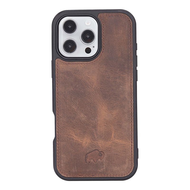 York Leather iPhone 16 Pro Max MagSafe Case, Distressed Coffee - BlackBrook Case