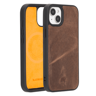 Modern York MagSafe Leather Case – iPhone 15, Distressed Coffee - BlackBrook Case