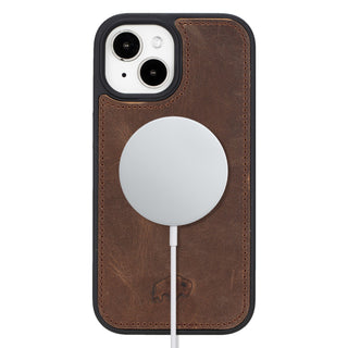 Modern York MagSafe Leather Case – iPhone 15, Distressed Coffee - BlackBrook Case