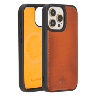 Modern York MagSafe Leather Case – iPhone 15 Pro, Burnished Tan - BlackBrook Case