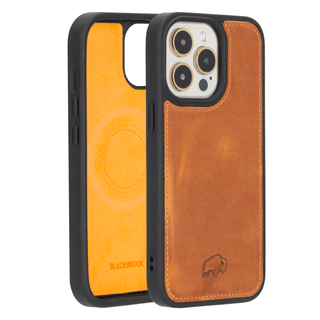 Modern York MagSafe Leather Case – iPhone 15 Pro, Golden Brown - BlackBrook Case