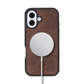 Modern York MagSafe Leather Case – iPhone 16 Plus, Distressed Coffee - BlackBrook Case