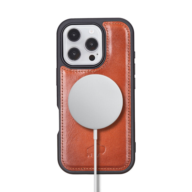 York Leather iPhone 16 Pro Max MagSafe Case, Burnished Tan - BlackBrook Case