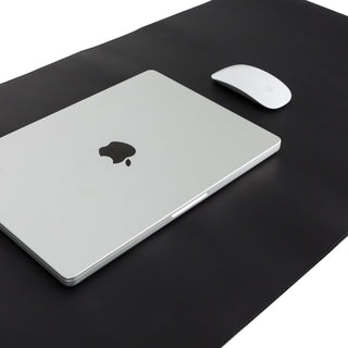 Natural Leather Desk Mat (37cm x 80 cm), Rustic Black - BlackBrook Case
