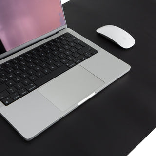 Natural Leather Desk Mat (37cm x 80 cm), Rustic Black - BlackBrook Case