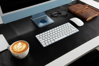 Natural Leather Desk Mat (48cm x 91 cm), Rustic Black - BlackBrook Case