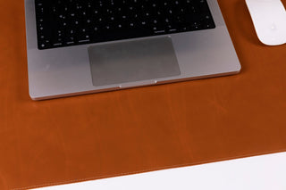 Natural Leather Desk Mat (48cm x 91 cm), Rustic Tan - BlackBrook Case