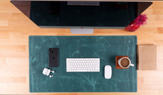 Natural Leather Desk Mat (48cm x 91 cm), Rustic Tan - BlackBrook Case