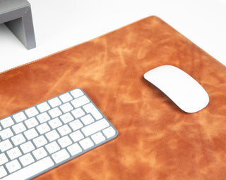 Natural Leather Desk Mat (48cm x 91 cm), Rustic Tan - BlackBrook Case