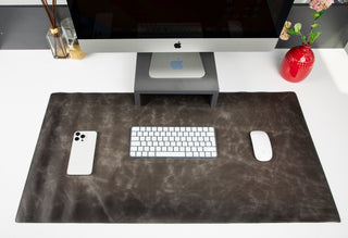 Natural Leather Desk Mat (48cm x 91 cm), Rustic Tan - BlackBrook Case