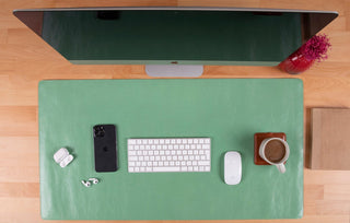 Natural Leather Desk Mat (48cm x 91 cm), Rustic Tan - BlackBrook Case