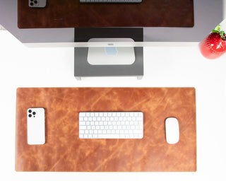 Natural Leather Desk Mat (48cm x 91 cm), Rustic Tan - BlackBrook Case