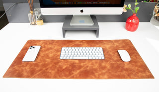Natural Leather Desk Mat (48cm x 91 cm), Rustic Tan - BlackBrook Case