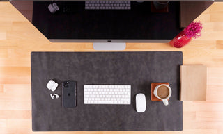 Natural Leather Desk Mat (48cm x 91 cm), Rustic Tan - BlackBrook Case