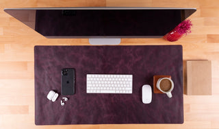 Natural Leather Desk Mat (48cm x 91 cm), Rustic Tan - BlackBrook Case