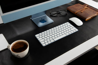 Natural Leather Desk Mat (48cm x 91 cm), Rustic Tan - BlackBrook Case
