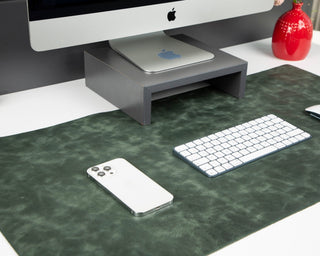 Natural Leather Desk Mat (48cm x 91 cm), Rustic Tan - BlackBrook Case
