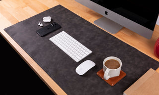 Natural Leather Desk Mat (48cm x 91 cm), Rustic Tan - BlackBrook Case