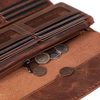 Noble Leather Women's Wallet, Saddle Brown - UnBranded