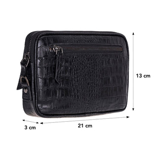 Noma Full‑Grain Leather Clutch Bag, Crocodile Black - UnBranded