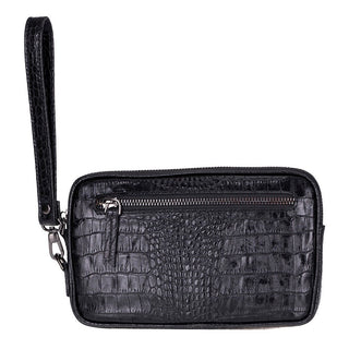 Noma Full‑Grain Leather Clutch Bag, Crocodile Black - UnBranded
