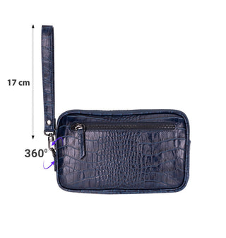 Noma Full‑Grain Leather Clutch Bag, Crocodile Blue - UnBranded