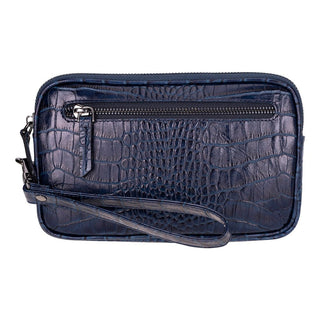 Noma Full‑Grain Leather Clutch Bag, Crocodile Blue - UnBranded