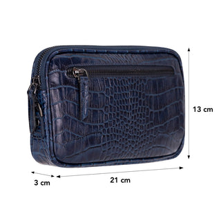 Noma Full‑Grain Leather Clutch Bag, Crocodile Blue - UnBranded