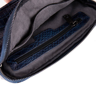 Noma Full‑Grain Leather Clutch Bag, Crocodile Blue - UnBranded