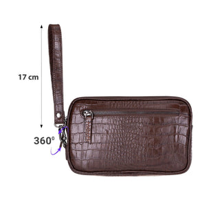 Noma Full‑Grain Leather Clutch Bag, Crocodile Brown - UnBranded