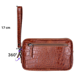 Noma Full‑Grain Leather Clutch Bag, Crocodile Heather - UnBranded