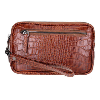 Noma Full‑Grain Leather Clutch Bag, Crocodile Heather - UnBranded