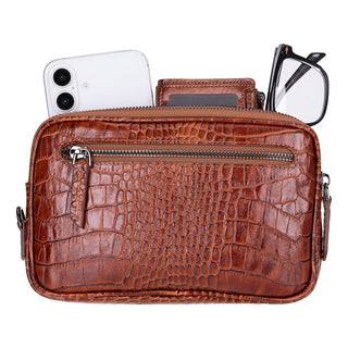 Noma Full‑Grain Leather Clutch Bag, Crocodile Heather - UnBranded