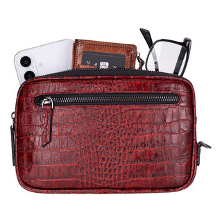 Noma Full‑Grain Leather Clutch Bag, Crocodile Verdant - UnBranded