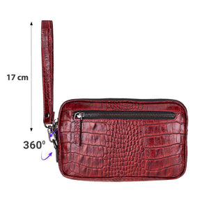 Noma Full‑Grain Leather Clutch Bag, Crocodile Verdant - UnBranded