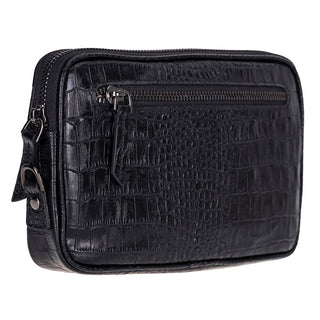 Noma Leather Clutch Bag, Crocodile Black - UnBranded