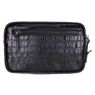 Noma Leather Clutch Bag, Crocodile Black - UnBranded