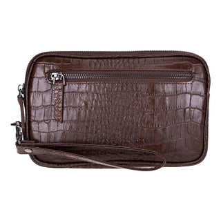 Noma Leather Clutch Bag, Crocodile Brown - UnBranded