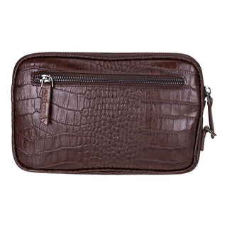 Noma Leather Clutch Bag, Crocodile Brown - UnBranded