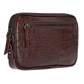 Noma Leather Clutch Bag, Crocodile Brown - UnBranded